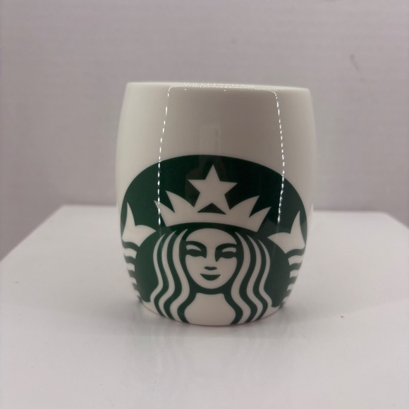 STARBUCKS 2010 Mermaid Siren Logo White‎ Ceramic Barrel Coffee Mug 14 oz Cup - Picture 1 of 6